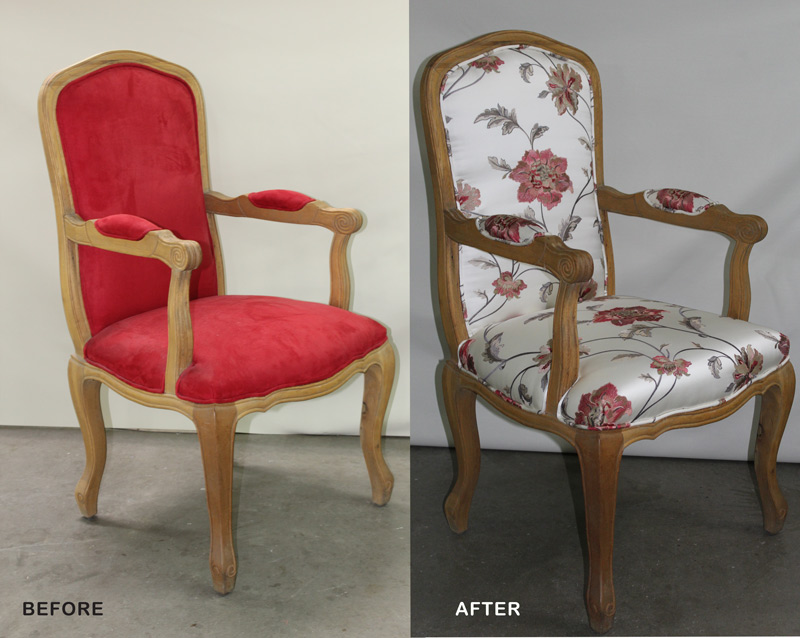 armchair upholstered before and after